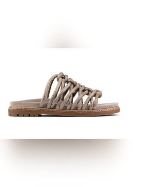 Donald Pliner Loni Knotted Strap Taupe Slide Sandal - Women